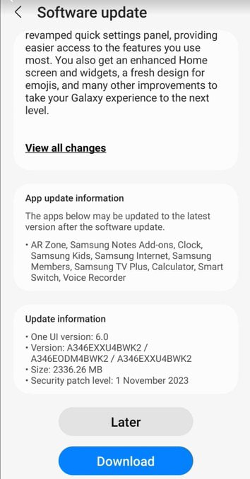 Galaxy A34 Non-beta users One UI 6