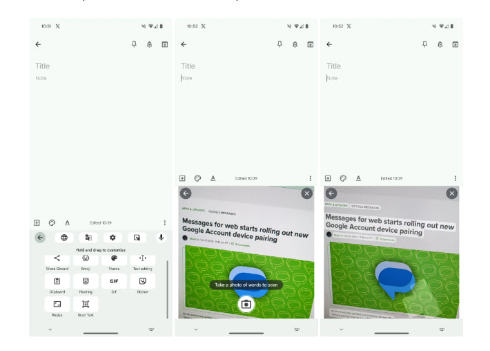  Gboard scan text tool