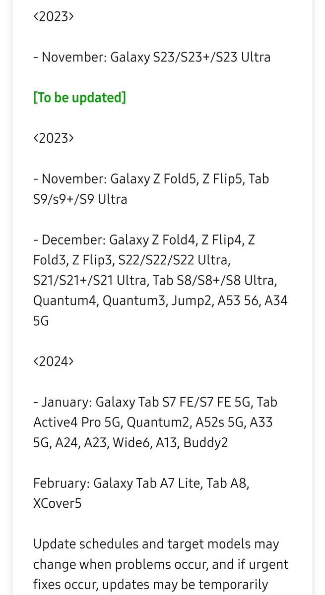 Samsung One UI 6 rollout schedule