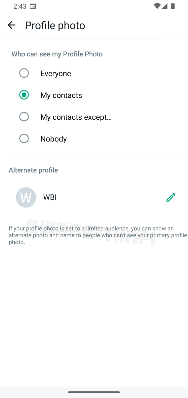 WhatsApp Alternate Profile Picture