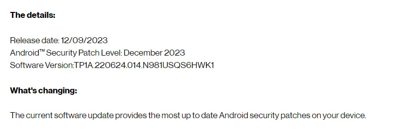  Galaxy Note 20 December 2023 update US