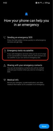 Galaxy S24 satellite emergency texting