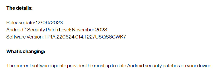 Galaxy Tab A7 Lite November 2023 update US