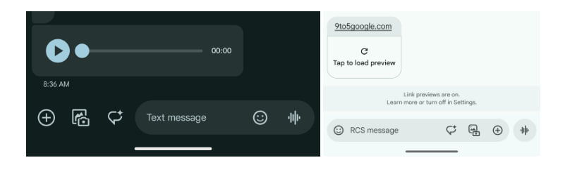 Google Messages redesigned text field