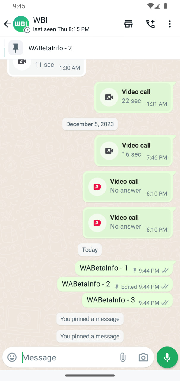 WhatsApp Pin multiple messages